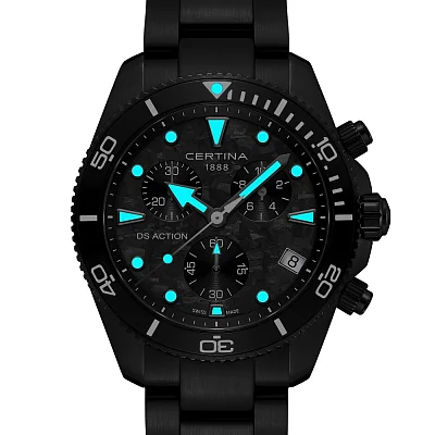 Certina DS Action Diver Chrono Carbon Dial Black PVD C048.417.33.201.00