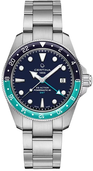 Certina DS Action Diver GMT 41mm Powermatic 80 Sapphire Blue-Turquoise C0329291104101