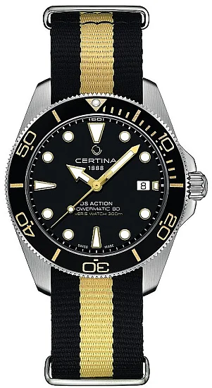 Certina DS Action Diver 40,5mm Powermatic 80 Ceramic Black Dial NATO Strap C0484071805101