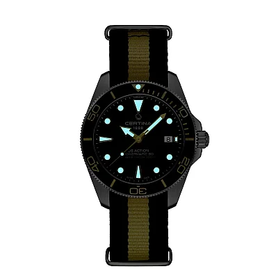 Certina DS Action Diver 40,5mm Powermatic 80 Ceramic Black Dial NATO Strap C048.407.18.051.01