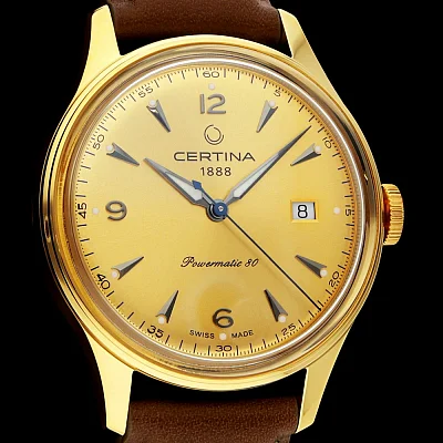 Certina DS Powermatic 80 Gold Dial Brown Leather Strap C038.407.36.367.00