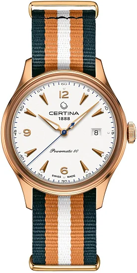 Certina DS Powermatic 80 Rose Gold PVD White Dial NATO Strap C0384073803700
