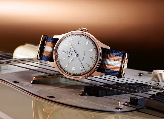Certina DS Powermatic 80 Rose Gold PVD White Dial NATO Strap C038.407.38.037.00