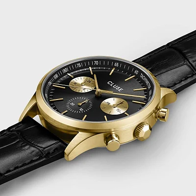 Cluse Antheor Multifunction Black Strap Black & Gold Dial CW21004