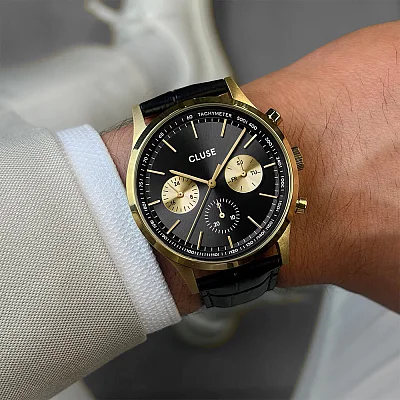 Cluse Antheor Multifunction Black Strap Black & Gold Dial CW21004