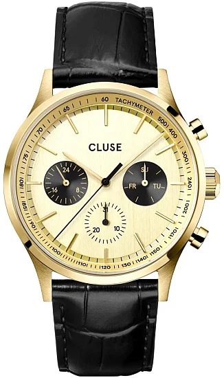 Cluse Antheor Multifunction Black Strap Gold Dial CW21005