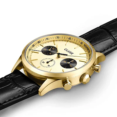 Cluse Antheor Multifunction Black Strap Gold Dial CW21005