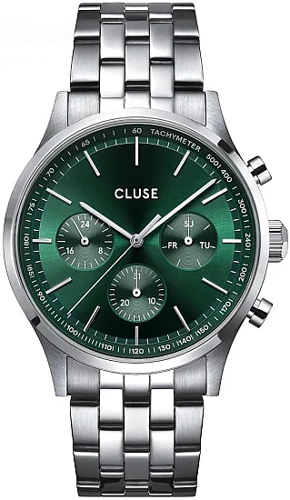 Cluse Antheor Multifunction Silver Bracelet Deep Green Dial CW21002