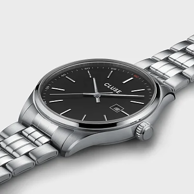 Cluse Antheor Silver Bracelet Black Dial CW20904