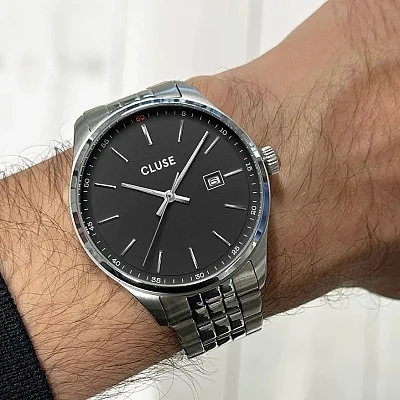 Cluse Antheor Silver Bracelet Black Dial CW20904