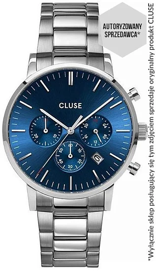 Cluse Aravis Chrono Bracelet Silver Dark Blue Silver CW0101502011