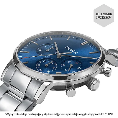 Cluse Aravis Chrono Bracelet Silver Dark Blue Silver CW0101502011