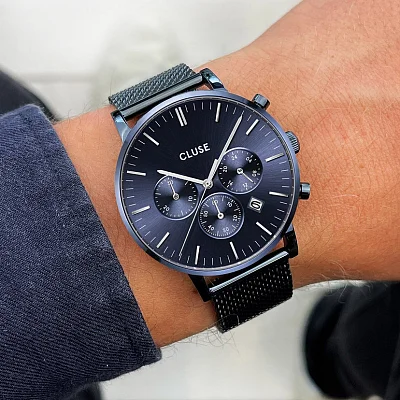 Cluse Aravis Chrono Mesh Full Blue CW21001
