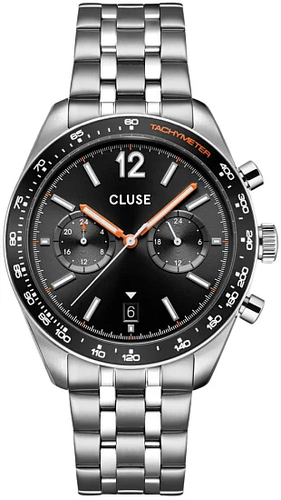 Cluse Aravis Dual Timer Steel Bracelet Black Dial CW25603
