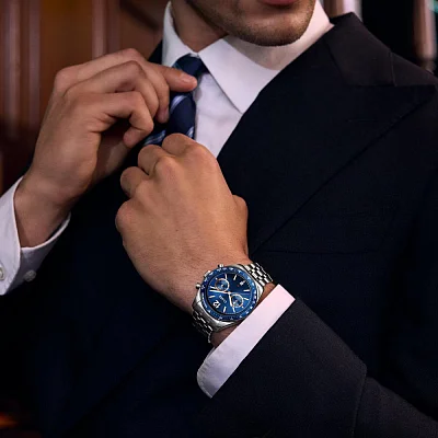 Cluse Aravis Dual Timer Steel Bracelet Blue Dial CW25601