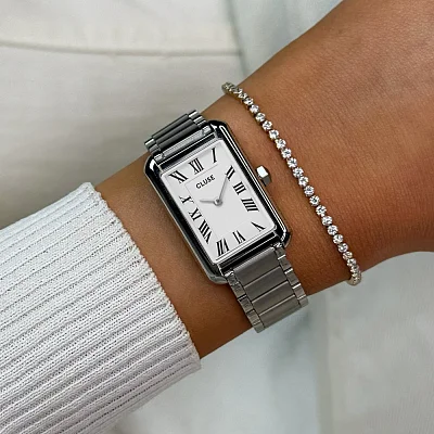 Cluse Belissena Silver Bracelet White Dial CW15002