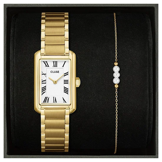 Cluse Belissena Yellow Gold White Dial and Golden Bracelet Set CG15001