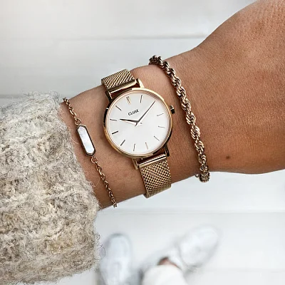 Cluse Boho Chic Petite Mesh Rose Gold White CW0101211003