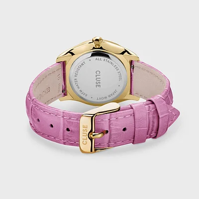Cluse Feroce Petite Gold Pink Leather White Dial CW11213