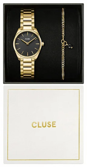 Cluse Feroce Mini Gold Black Dial Bracelet Set CG11701