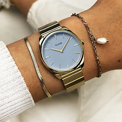 Cluse Feroce Petite Gold Light-Blue Dial CW11203