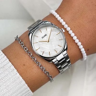 Cluse Feroce Petite Silver White Pearl Dial CW11211