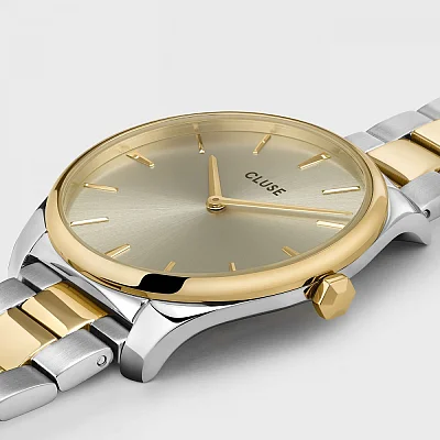 Cluse Feroce Yellow Gold Bicolour Gold Dial and Chain Bracelet Set CG11101