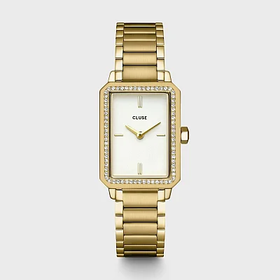 Cluse Fluette Gold Champagne Dial and Chain Bracelet Set CG11508