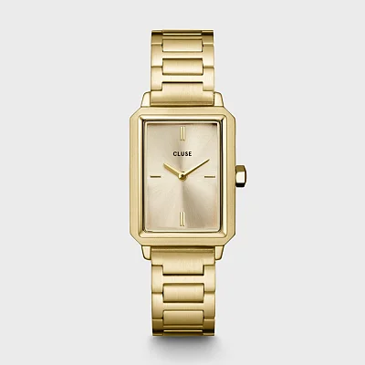 Cluse Fluette Gold Champagne Dial and Chain Bracelet Set CG11507