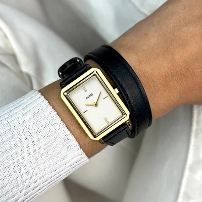 Cluse Fluette Gold Double Black Strap White Dial CW11513