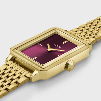Cluse Fluette Gold Double Steel Wine Dial CW11516