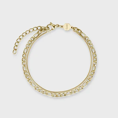 Cluse Fluette Gold Mesh Black Dial & Gold Double Bracelet Set CG11505