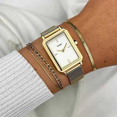 Cluse Fluette Gold Mesh White Dial CW11508