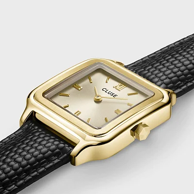 Cluse Gracieuse Gold Black Leather White Dial CW11903