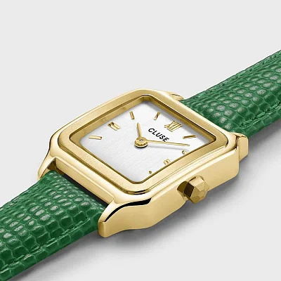 Cluse Gracieuse Petite Gold Green Leather White Dial CW11803