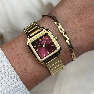 Cluse Gracieuse Petite Burgund Dial and Golden Bracelet Set CG11805