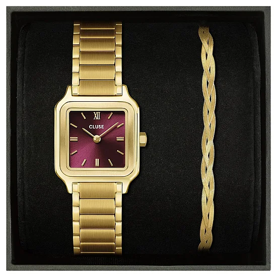 Cluse Gracieuse Petite Burgund Dial and Golden Bracelet Set CG11805