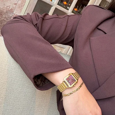 Cluse Gracieuse Petite Burgund Dial and Golden Bracelet Set CG11805