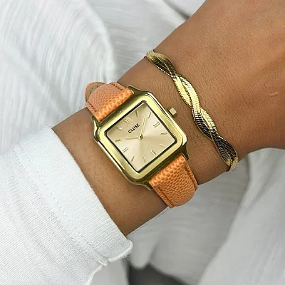 Cluse Gracieuse Petite Gold Apricot Lizard Leather Gold Dial CW11808