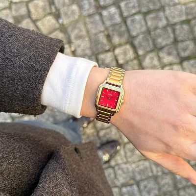 Cluse Gracieuse Petite Red Dial Yellow Gold PVD CW11827