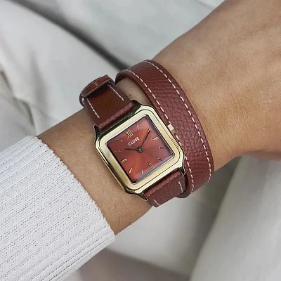 Cluse Gracieuse Gold Nutshell Double Leather Nutshell Dial CW11810