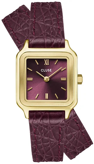 Cluse Gracieuse Petite Wine Dial Yellow Gold Double Crocodile Wine Leather CW11822