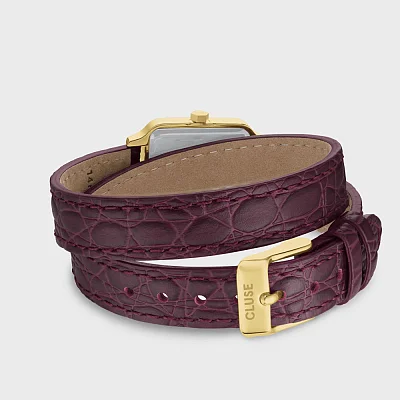 Cluse Gracieuse Petite Wine Dial Yellow Gold Double Crocodile Wine Leather CW11822