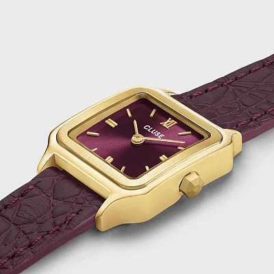Cluse Gracieuse Petite Wine Dial Yellow Gold Double Crocodile Wine Leather CW11822