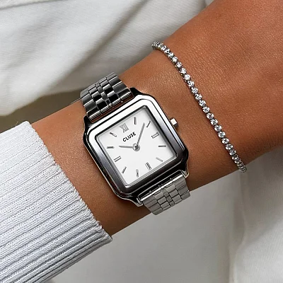 Cluse Gracieuse White Dial x Eleve Tennis Bracelet Set CG11902