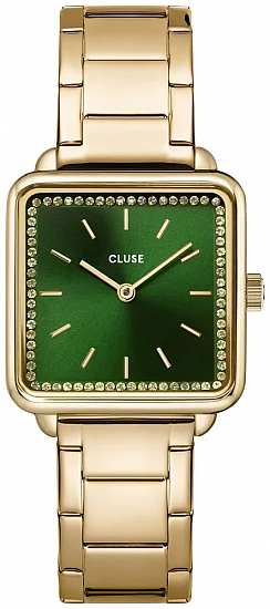 Cluse La Tetragone Gold Bracelet Forest Green Crystals CW10311