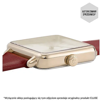 Cluse La Tetragone Gold Leather Scarlet Red CL60009
