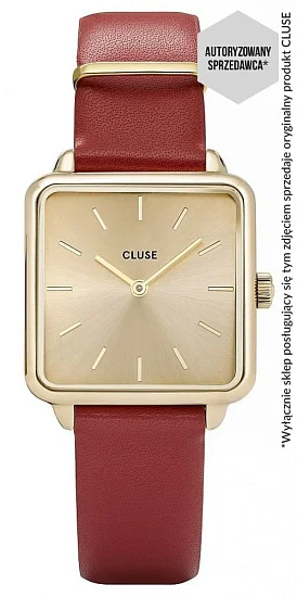 Cluse La Tetragone Gold Leather Scarlet Red CL60009