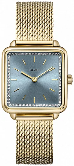 Cluse La Tetragone Gold Mesh Light Blue Crystals CW10310
