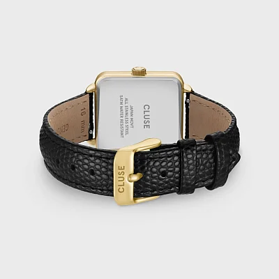 Cluse La Tetragone Multifunction Black Leather Strap Gold Dial CW13806